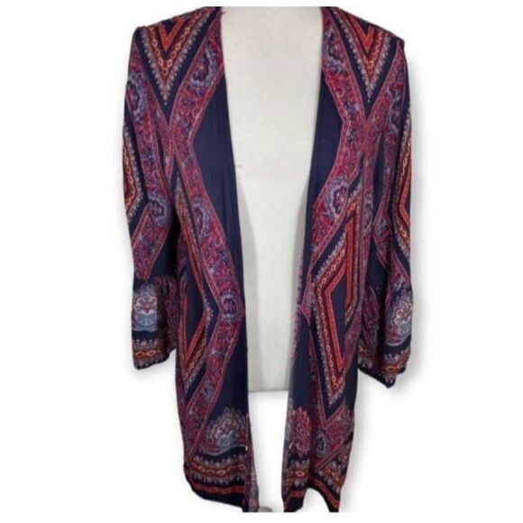 XHILARATION NAVY & RED KIMONO SZ.M/L EUC - Picture 2 of 6